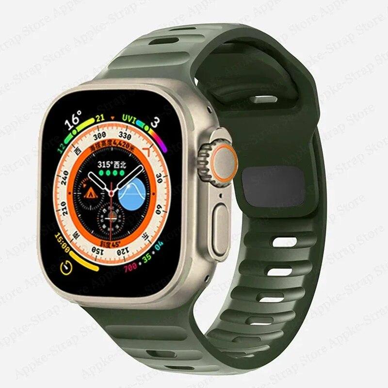 Silicone Strap for Apple Watch Band Ultra 2 49mm Correa Bracelet for Iwatch 9 8 7 6 5 SE 4 3 2 1 44mm 40mm 41mm 45mm 38mm 42mm Watchband