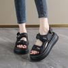 Повседневный спортивный стиль римские сандалии женские летние новые на платформе с толстой подошвой увеличивающие рост на липучке пляжная обувь для морского побережья