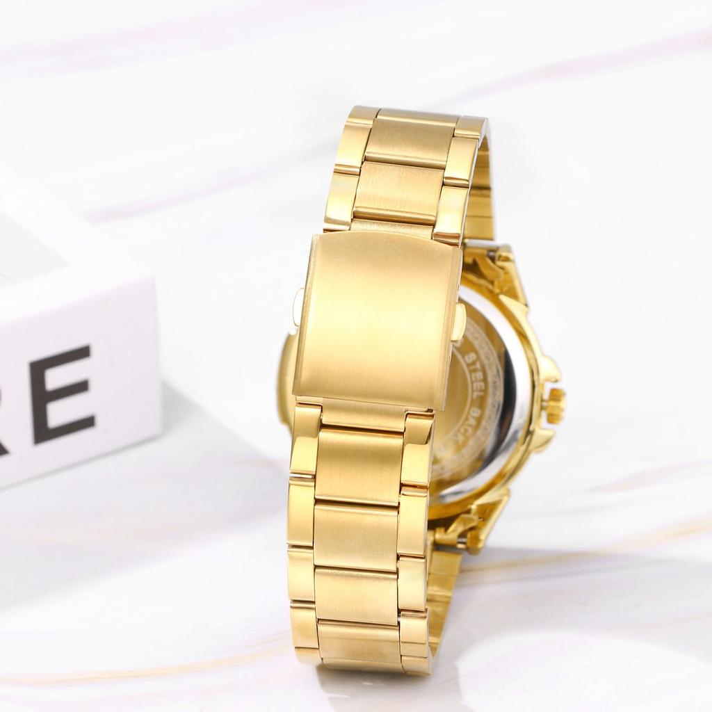 JewelryWe Formal Round Dial Analog Display Kuotsu Seibi Gold Men's Watch, Business, Watch, Fashion,