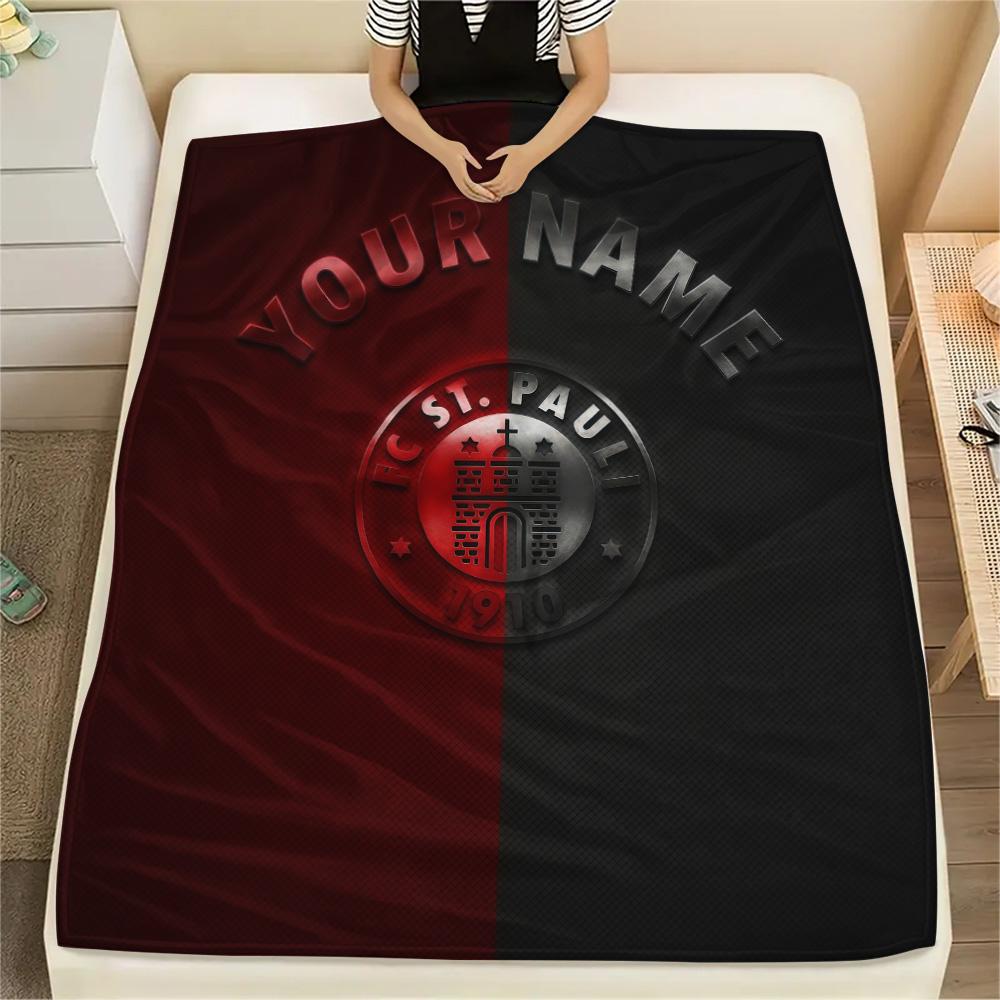 Custom Name FC St. Pauli Flannel Blanket, High quality Comfortable for All Seasons, Home Decor, Warmth and Comfort