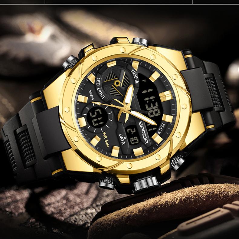 SANDA модные многофункциональные уличные водонепроницаемые электронные часы в стиле милитари с подсветкой