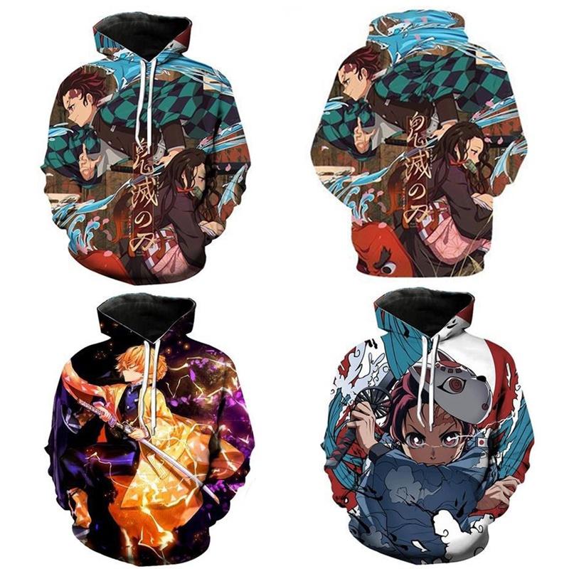 Vibrant And Comfortable Demon Slayer 3d Printed Couples Hoodies With Long Sleeves