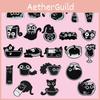 Unique Minimalist Black Cat Cartoon Brooch Set Adorable Creative Animal Accessories