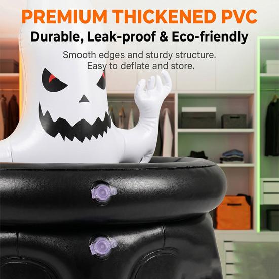 Inflatable Ghost Ice Bucket, Halloween Party Drink Tub, White Ghost Beverage Cooler for Decor, Outdoor Picnic Storage