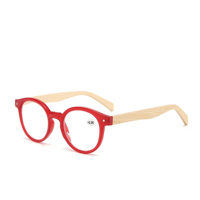 Anti Blue Light Fashion Round Optical Reading Glasses Women Men Reader Bamboo Leg Farsightedness Eyeglasses Prescription Glasses
