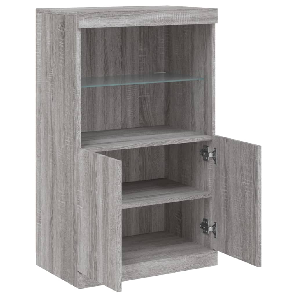 Sideboard with LED Lights Grey Sonoma 60.5 x 37 x 100 cm