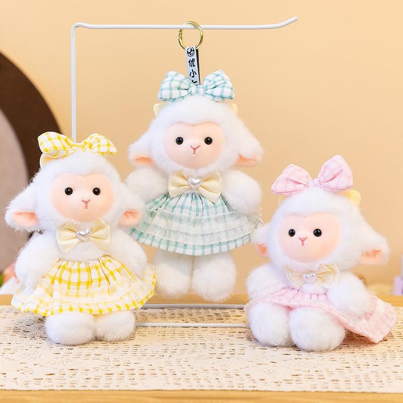 Плюшевая игрушка-овечка 20 см, мягкая, с коротким ворсом, набитое животное, коза, подарок, подвеска, брелок для рюкзака