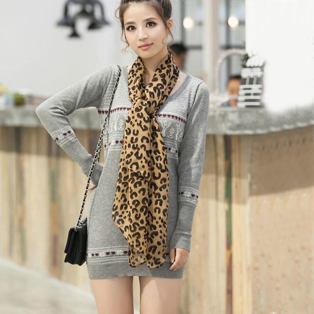 Ladies Women's Fashion Stylish Silk Gauz Chiffon Soft Stole Leopard Shawl Scarves Scarf Wrap