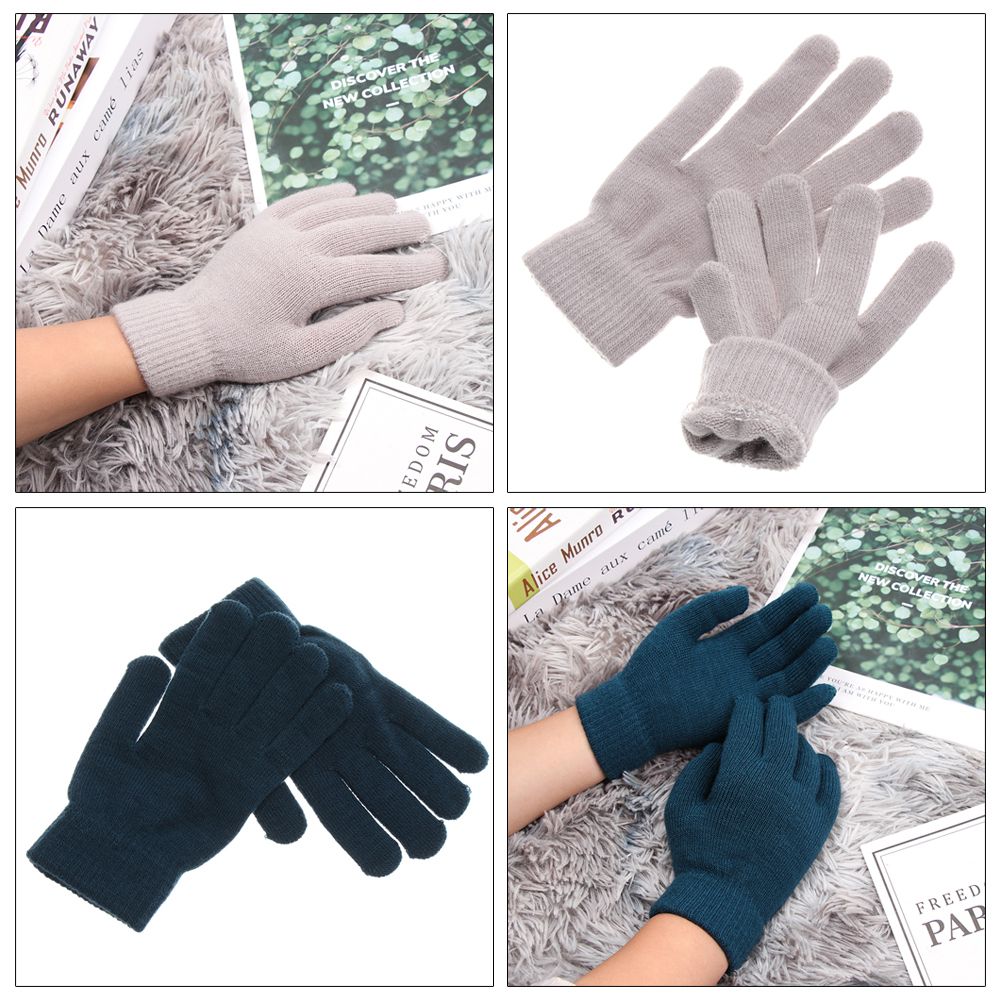 Magic Accessories Winter Warm Basic Thicken Mittens Full Fingered Gloves Plush Lining Wool Knitted