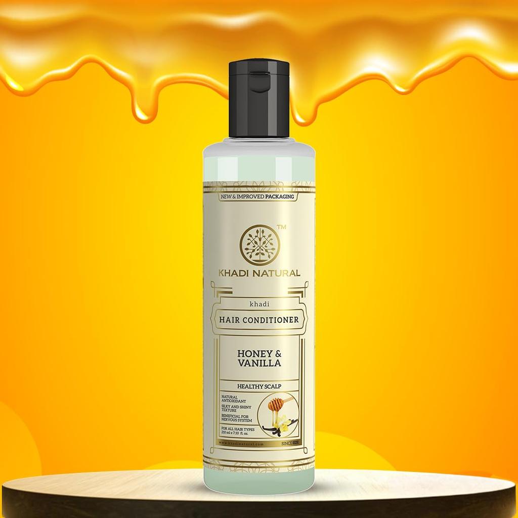 Khadi Natural Honey & Vanilla Hair Conditioner 210 Ml For Silky Shiny Smooth Hair All Hair Types Nourishing Care