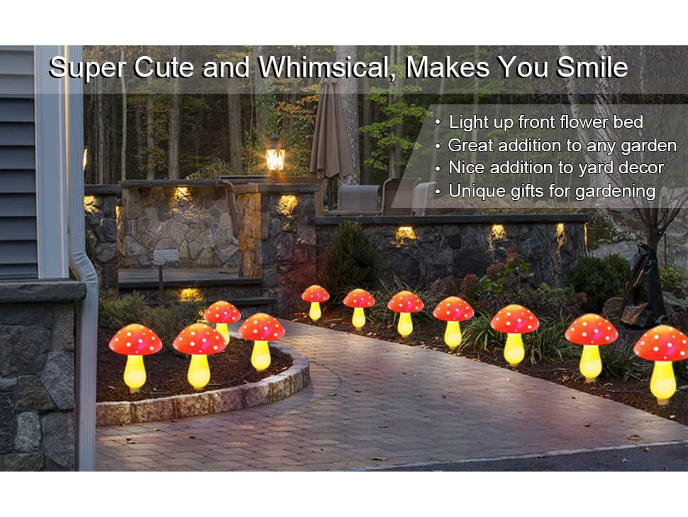 Водонепроницаемые солнечные грибные фонари для украшения сада и двора