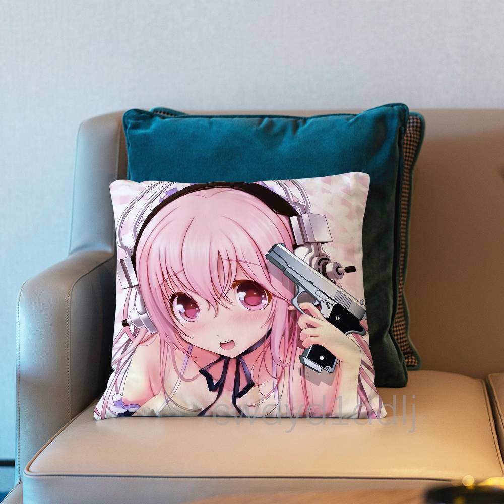 SSuper Sonico Аниме Наволочка Короткий Плюш Декоративная Подушка для Дивана Подарок для Дома Двусторонняя Печать Подушка