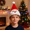 Шапка Санты Мягкая Плюшевая Рождественская Шапка со Световым Звуковым Шоу Эластичная Лента Рождественская Шапка Аксессуар для Костюма Подарок для Праздничной Вечеринки