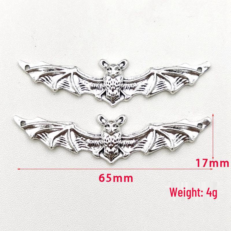 Retro Silver Bat Pendant for Halloween Jewelry DIY