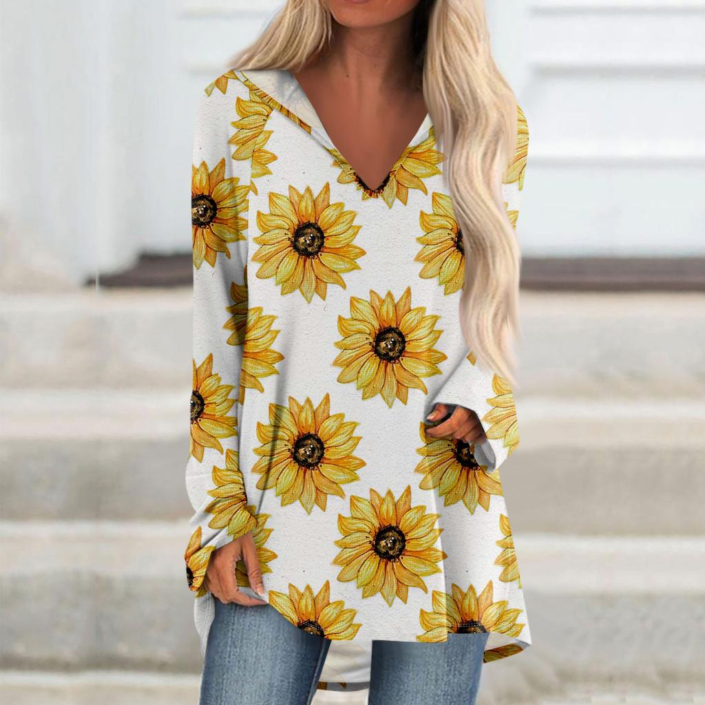 Женские свободные топы с V-образным вырезом и капюшоном с длинными рукавами, повседневные топы, домашние пижамы для отдыха, топы