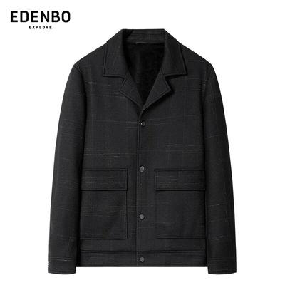 Edenbo Мужская осенне-зимняя деловая клетчатая вязаная куртка из смесовой шерсти