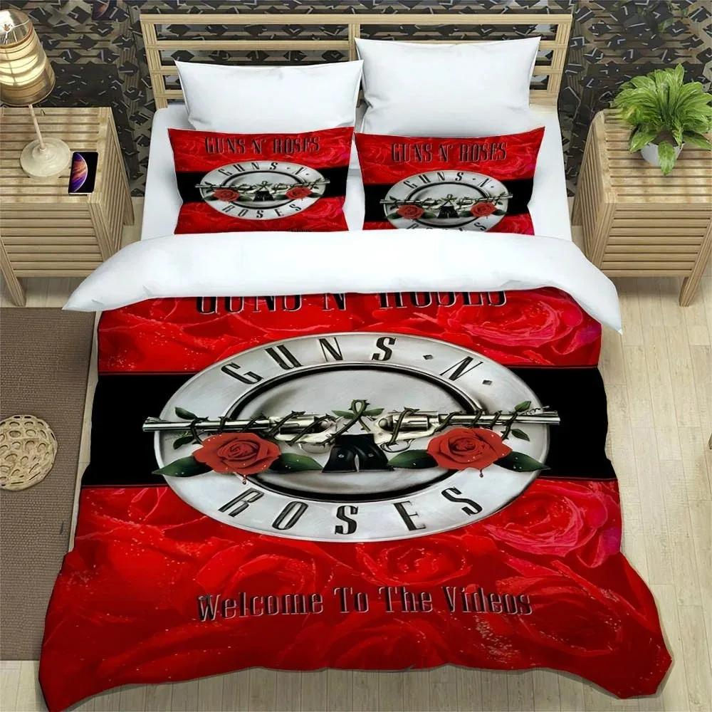 Rock Band Guns N' Roses  Comfortable Duvet Quilt Cover Pillowcase Bedding Set Children Bedroom Decoration Home Textile