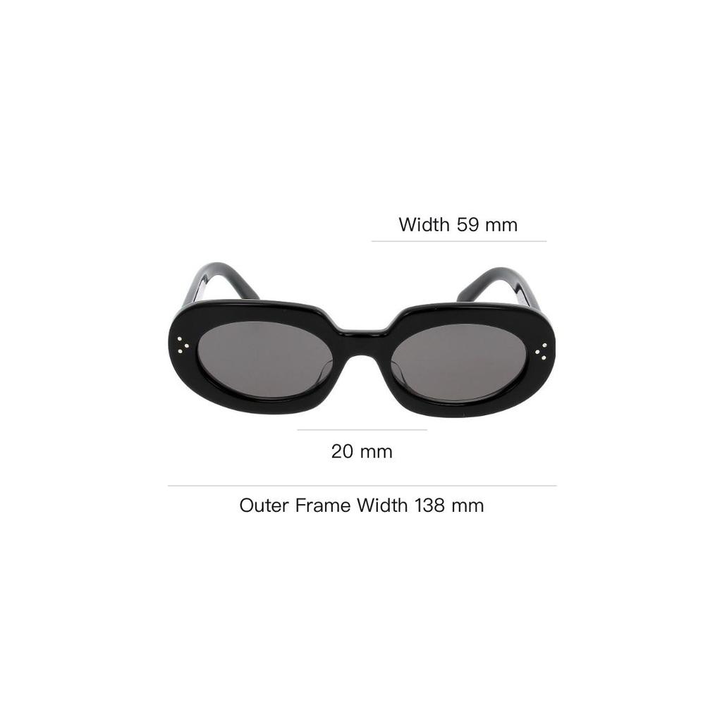 Celine Solid Design Oval Sunglasses Women sunglasses Black CL40276U.