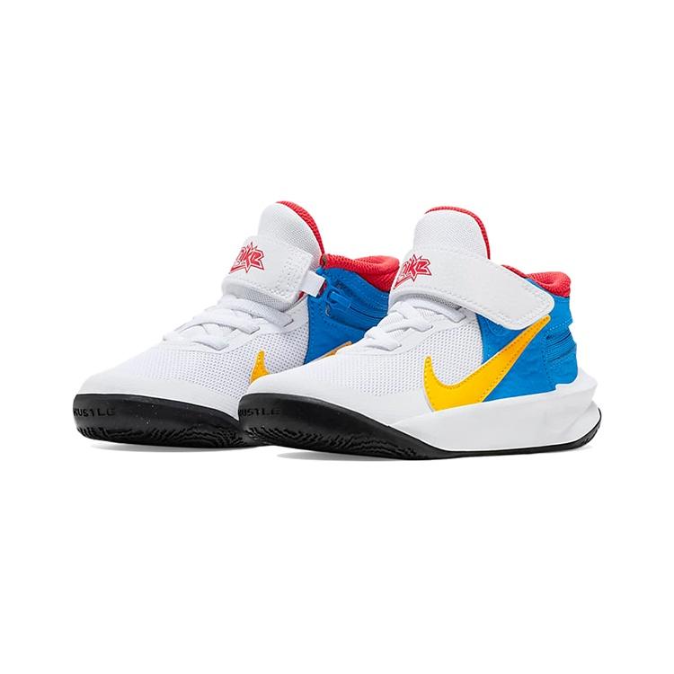 (PS) Nike Team Hustle D 10 FlyEase 'White Blue Yellow' Kids' DV9109-171