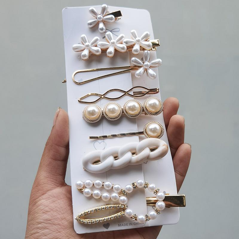 Новая мода 5/6/8 шт. набор жемчужная заколка для волос для женщин корейская заколка для волос с геометрическим рисунком и кристаллами заколки для волос для девочек аксессуары для волос для девочек