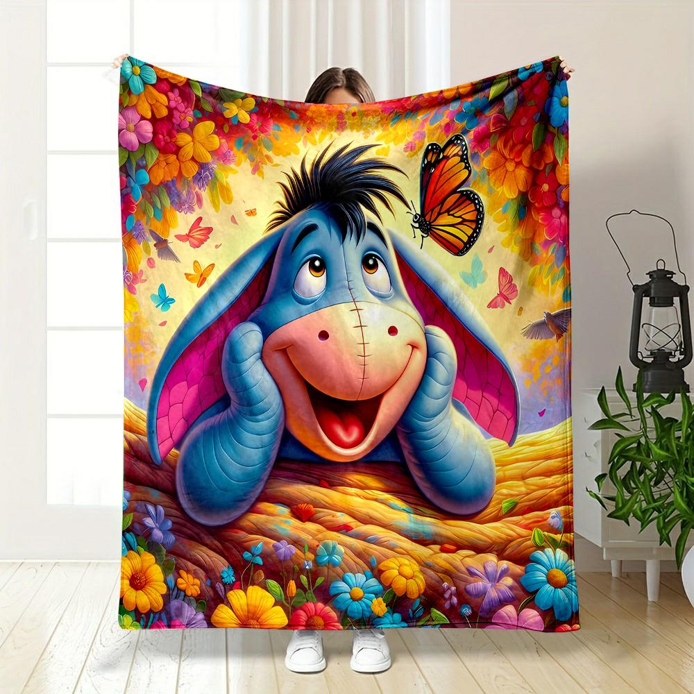 1PC Pooh Bear Eeyore Printed Blanket - Ultra Soft & Cozy Gift for Mom and Daughter Present, Lightweight for Bed, Couch & Travel