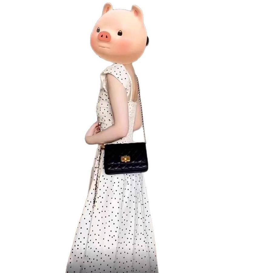 Летнее длинное платье с квадратным вырезом и рукавами-буфами в французский горошек для женщин