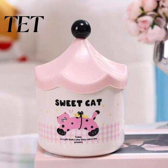 Bathroom Vanity Storage Desktop Trash Can with Flip-top Lid, Macaron Colors Castle Roof Shape, Bedroom Decorative Mini Bin for Office Desk And