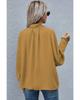 Azura Exchange Mustard Frilled Knotted Mock Neck Bishop Sleeve Blouse