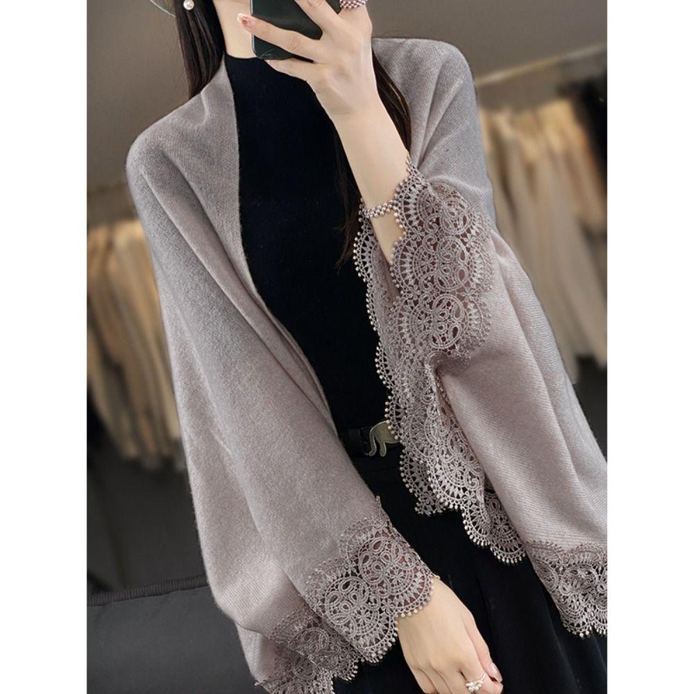 Women Lace Edge Scarf Skin Friendly Cloak Shawl Fashion Cardigan Top
