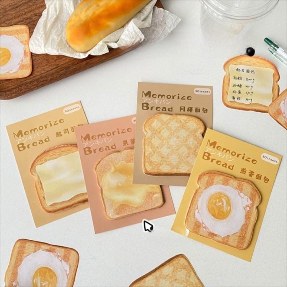 30 Sheets Simulated Toast Tearable Memo Pad Cartoon Planner Sticker New Sticky Note Pad Stationery