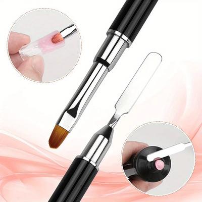 2 в 1 дизайн 2 шт двойная головка Polynail гелевая кисть селектор кисть для ногтей и шпатель из нержавеющей стали гелевый наращивание ногтей гелем инструмент