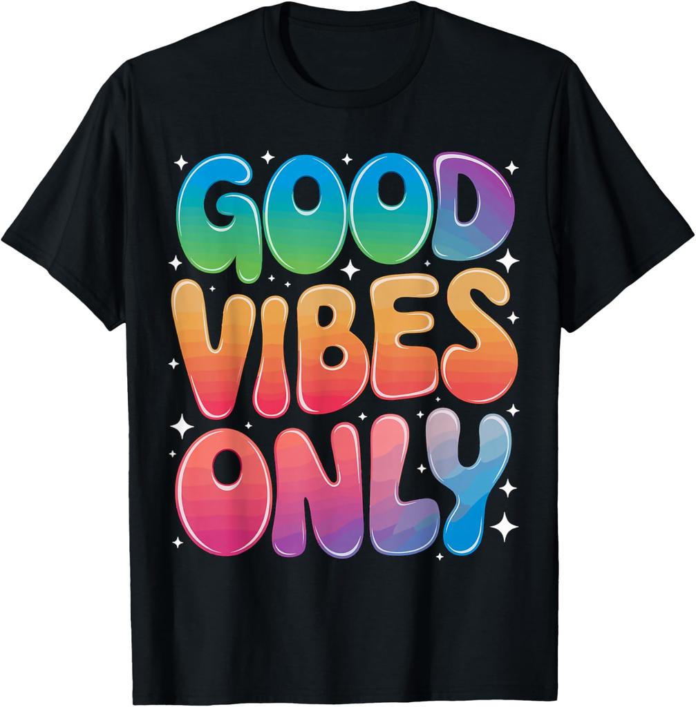 Good Vibes Only Retro Colorful Gradient T-shirt