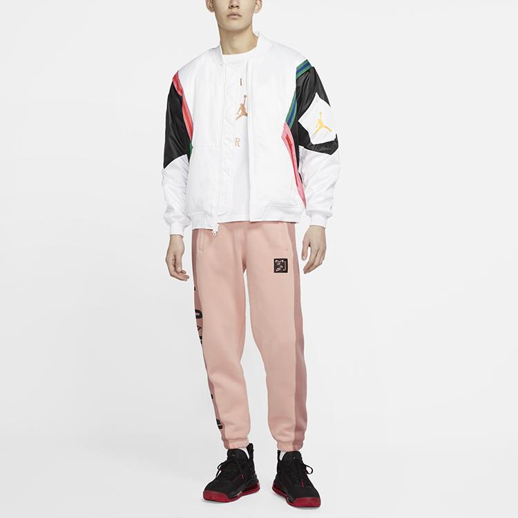 Jordan Wings MA-1 Color Block Воротник-стойка Хлопковая куртка Мужская верхняя одежда Белый CD5458-100