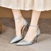 One-word Buckle High-heeled Sandals Women's Spring and Autumn New Models with Skirts, Thin-heeled Sandals, Bag Head, Hollow Single Shoes