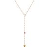 GEMCHIC Women's Colorful Beaded Y-Shape Heart Pendant Necklace Stainless Steel Long Tassel Chain