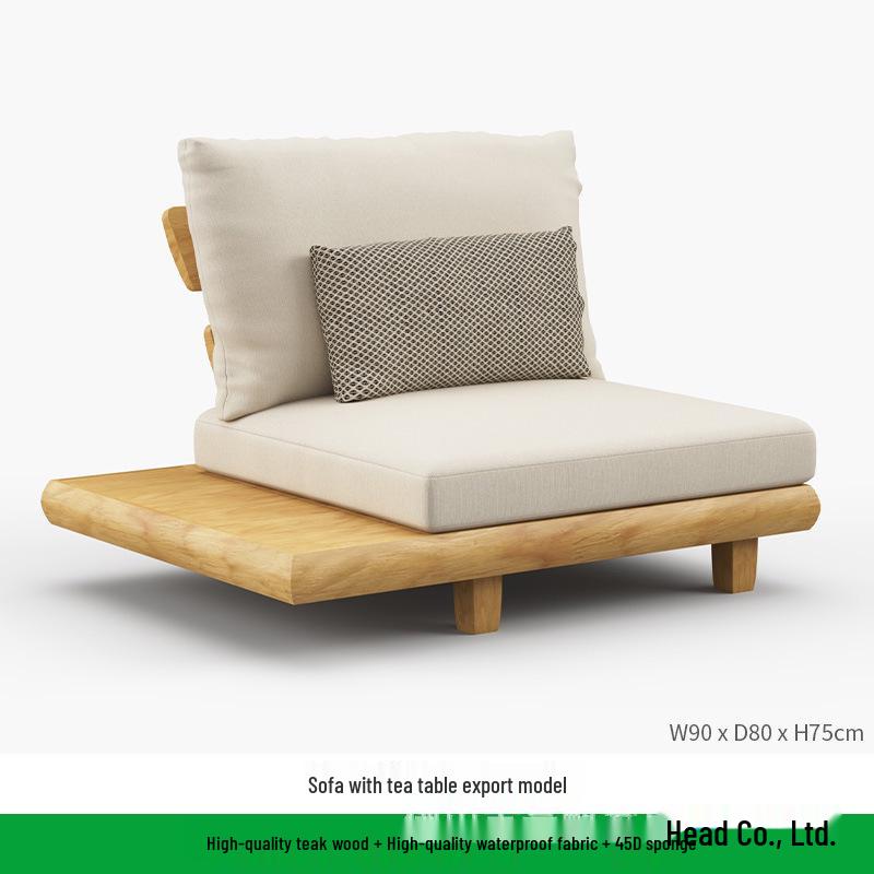 Waterproof Teak Outdoor Sofa Set - Solid Wood with Sun Protection for Garden, Hotel, or Sunroom