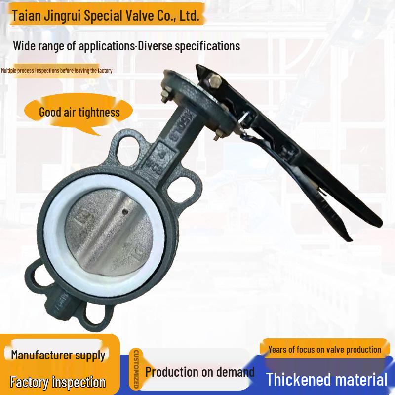 Stainless Steel Manual Butterfly Valve with Double Clamp, Rubber Soft Seal, Turbine Handle, Vertical Wafer Type for Water Treatment