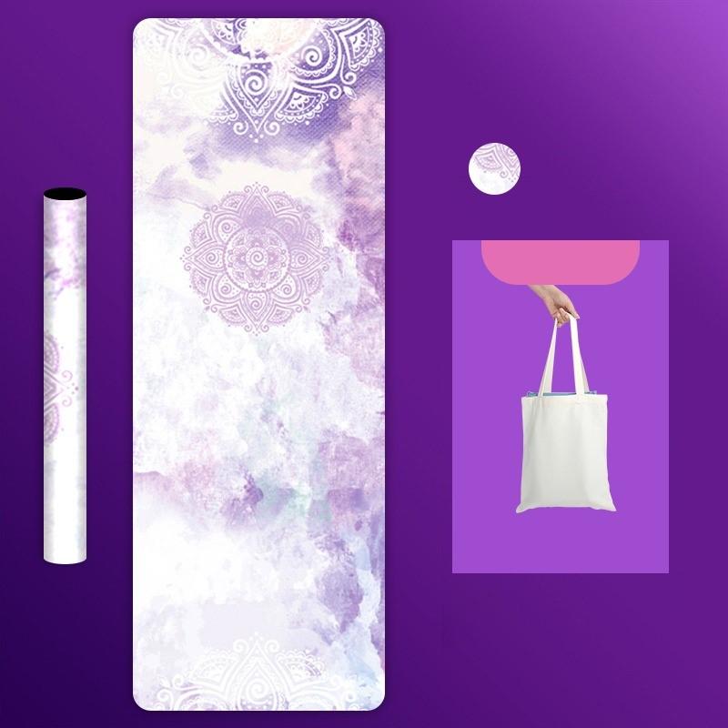 Коврик для йоги с принтом из натурального каучука и бархатной поверхностью. Тонкий нескользящий портативный складной напольный коврик, впитывающий пот. Фитнес-упражнения. Моющийся напольный коврик.