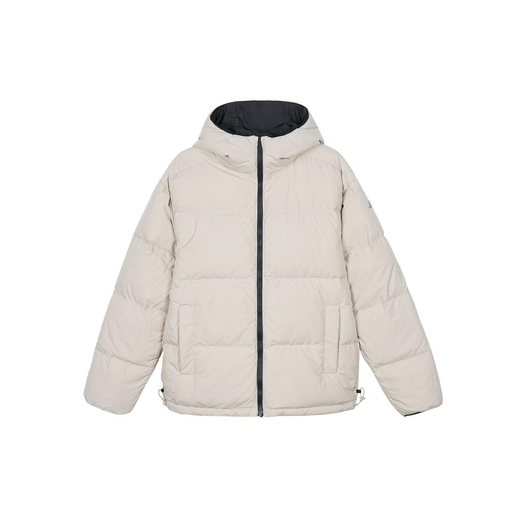 Adidas Двусторонний двусторонний пуховик с длинными рукавами и принтом логотипа на спине, мужская верхняя одежда светло-хаки, черный IS0371