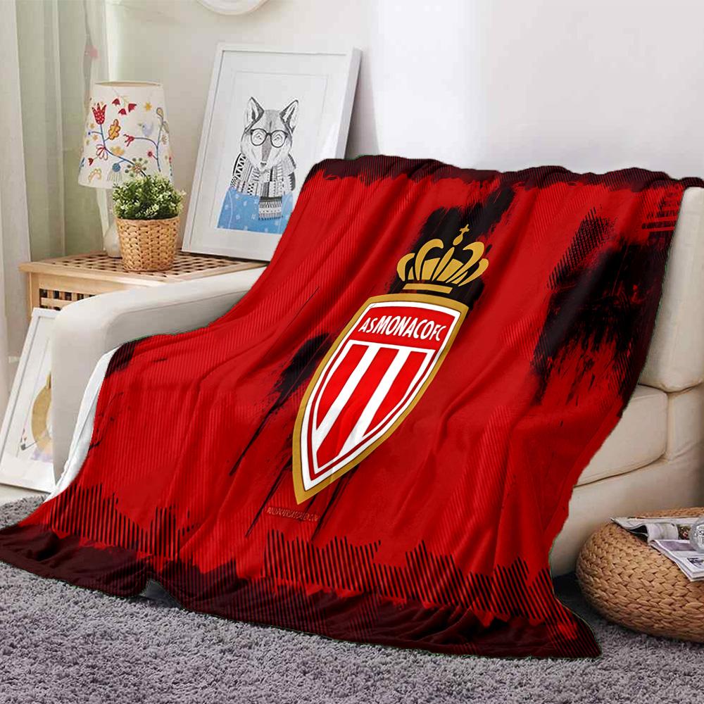 As Monaco Crest Flannel Blanket, Soft Polyester, Modern Design, All-Season for Camping, Travel, Gifts for holidays or birthdays