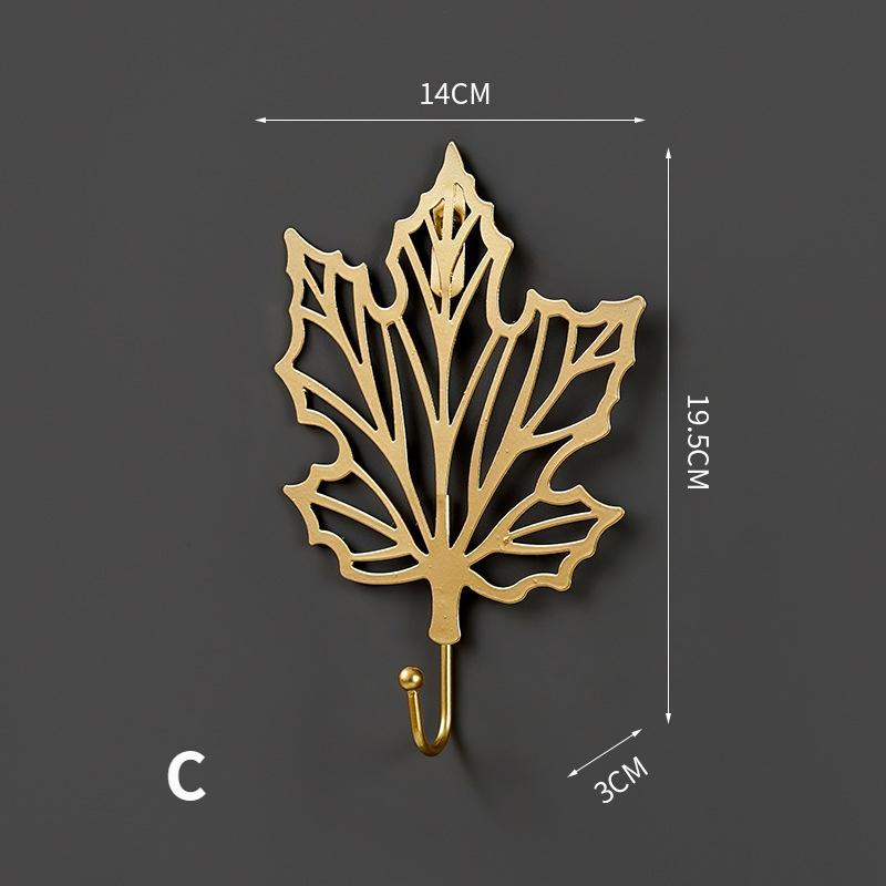 Ретро Золотой Лист Форма Подвесные Крючки Без Пробивания Отверстий Настенная Вешалка Подвесная Стойка для Хранения Полотенце Часы Сумка Ключи Самоклеящийся Бытовой