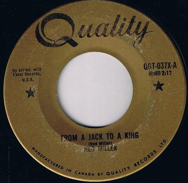 7-дюймовая пластинка NED MILLER From A Jack To A King QGT037X QUALITY 1968 Канада Рок Б/у
