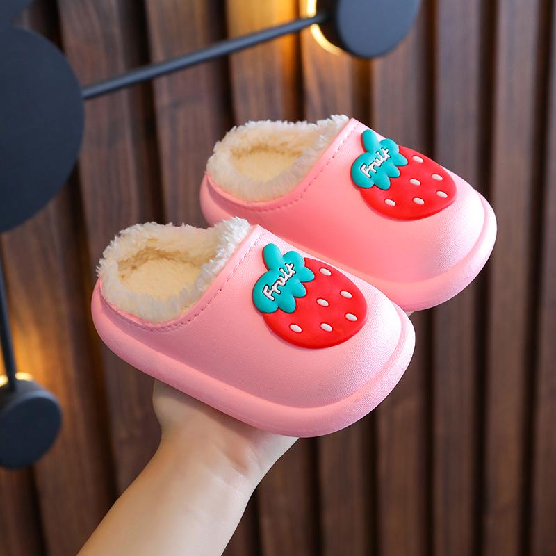 Хлопковые тапочки для девочек — водонепроницаемые, нескользящие, с пушистым мультяшным дизайном для осени/зимы