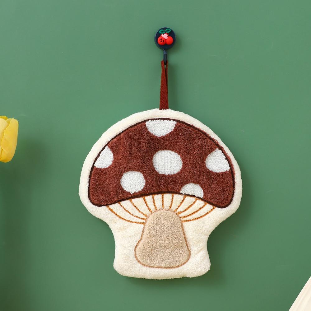 Soft Mushroom Theme Hand Towel Coral Fleece Bathroom Kerchief Toilet Handkerchief  Kitchen Home