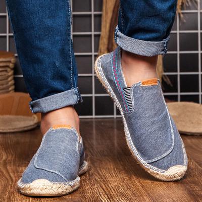 M98Men Hemp Canvas Casual Shoes Man Flat Loafers Lightweight Male Shoes Soft Walking Driving Tenis Masculino Adulto