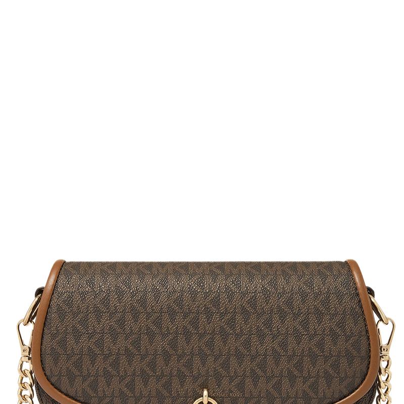 Michael Kors MK Mila Сумка через плечо с золотым замком и монограммой Маленькие женские сумки Темно-коричневый 35F5GIMC1B-200