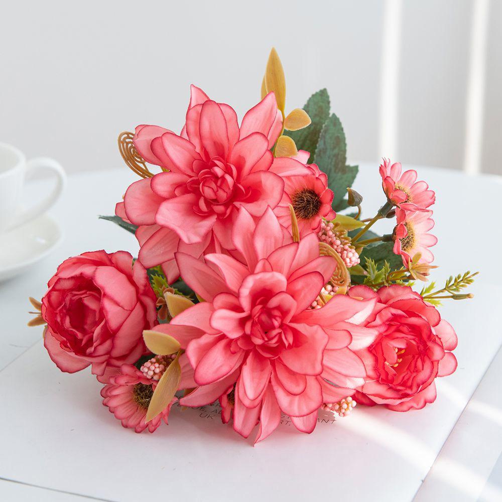 Artificial Flowers Silk Dahlia Roses Daisy Festival Garden Arch Wall Wedding Bridal Bouquets Party Decoration Diy Gift Hot Sales