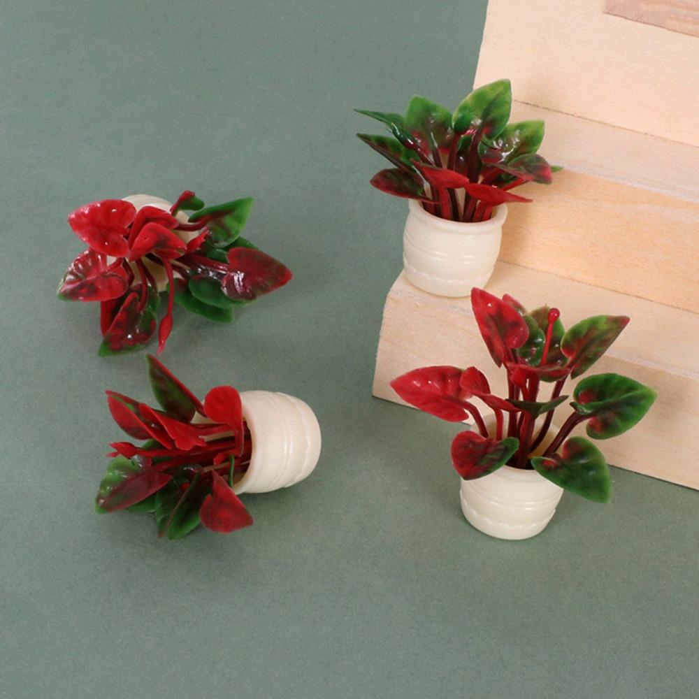 5pcs Plastic Simulation Vase Mini Green Luo Plant Outdoor Doll House Model Accessories