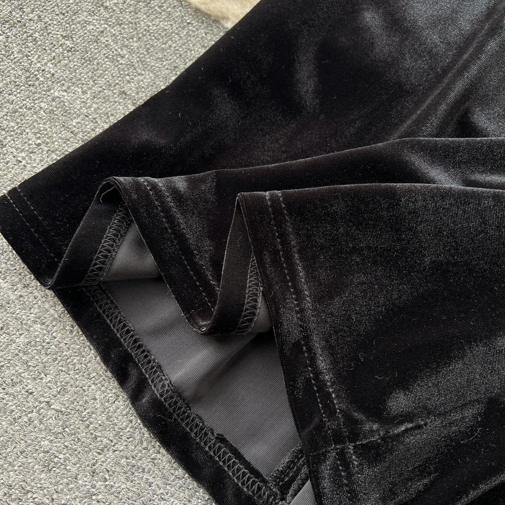 Осенние женские винтажные черные бархатные деловые наряды с длинными рукавами и оборками, топы, блузка и облегающая юбка-футляр, комплект из двух предметов для офисной работы