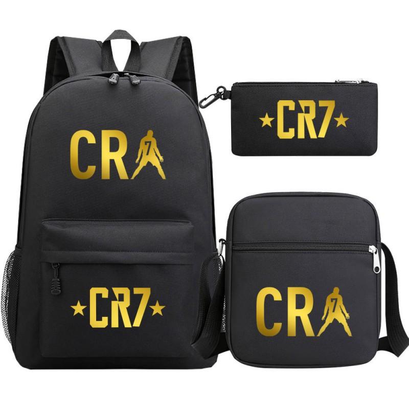 Youth Football Star Print Backpack Set Teens - 3-Piece Unisex Oxford Fabric School Bag With 13 Laptop Compartment